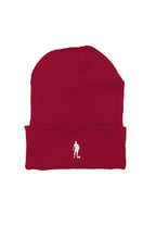 Football Man Reverse Color Beanie- Cranberry