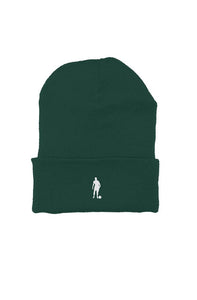 Football Man Reverse Color Beanie- Forest Green